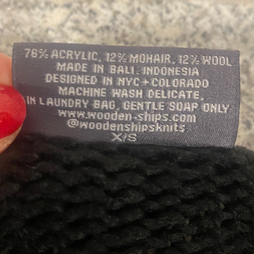 Wooden Ships Black Knit with Cream Lettering - Picture 4 of 5